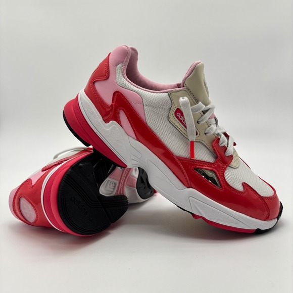 adidas Other - Adidas Falcon Red Pink White Patent Leather Chunky Sneakers Mens 10.5